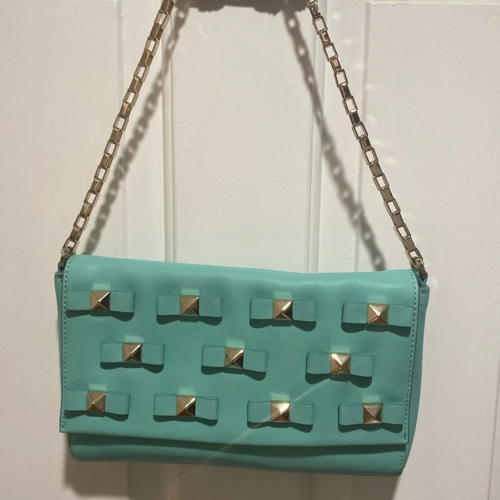 Adorable Kate Spade, New York Turquoise Studded Chain Bag - Picture 3 of 8
